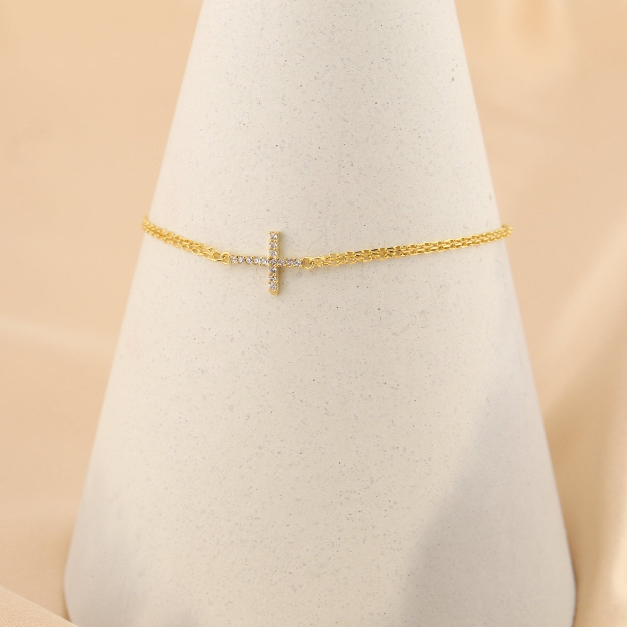 Cross Double Strand Bracelet - Sterling Silver - Taras Lesya