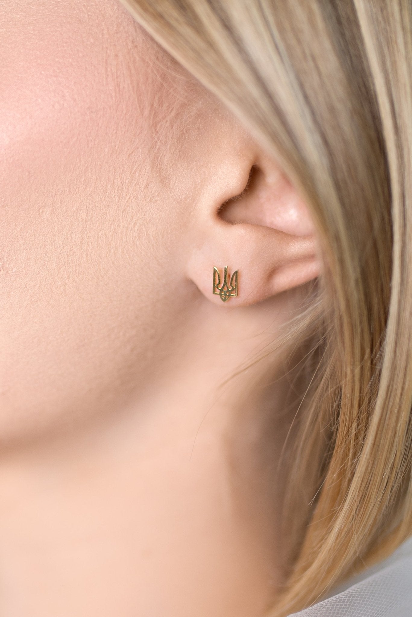 Trident Stud Earring - 14K Gold - Taras Lesya