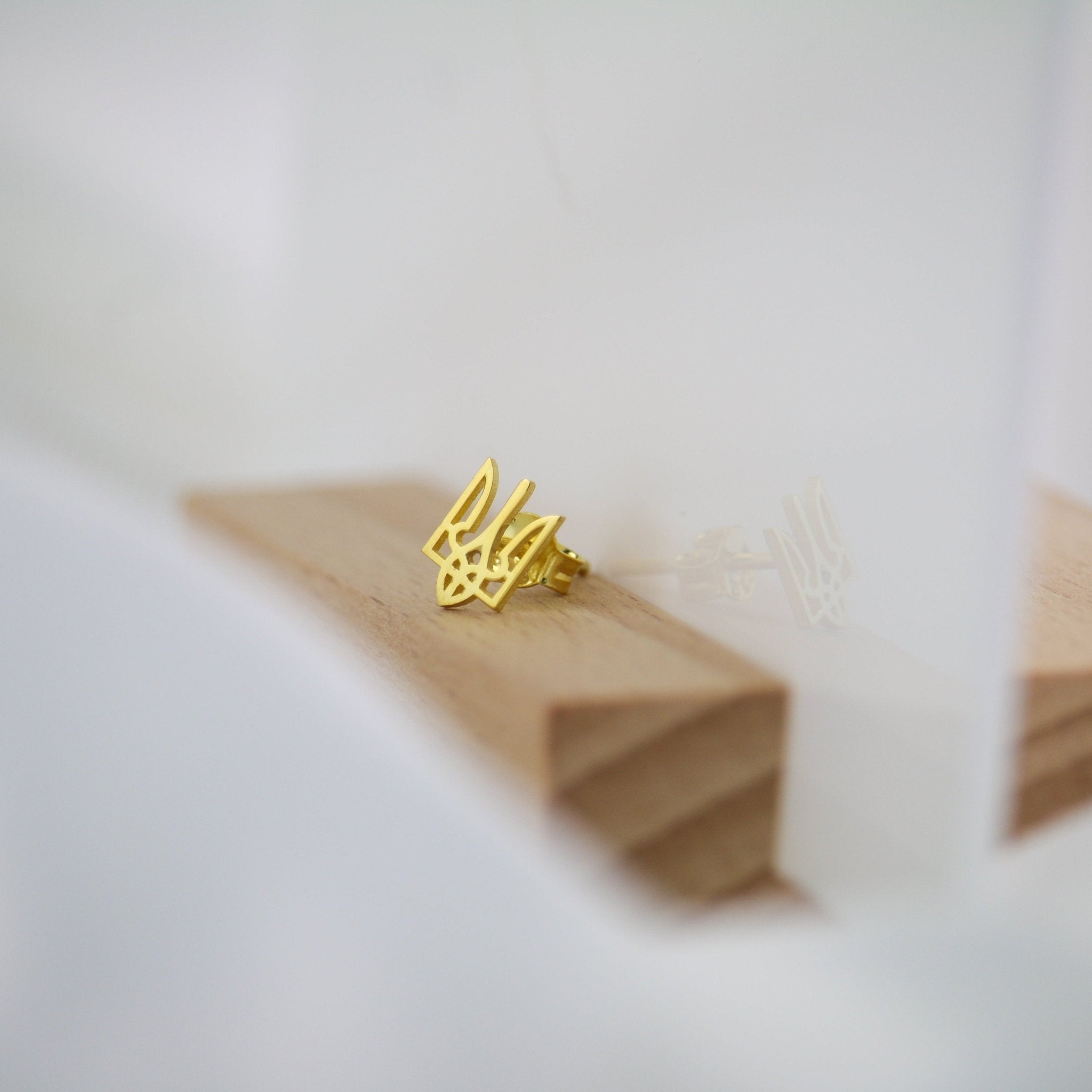 Trident Stud Earring - 14K Gold - Taras Lesya