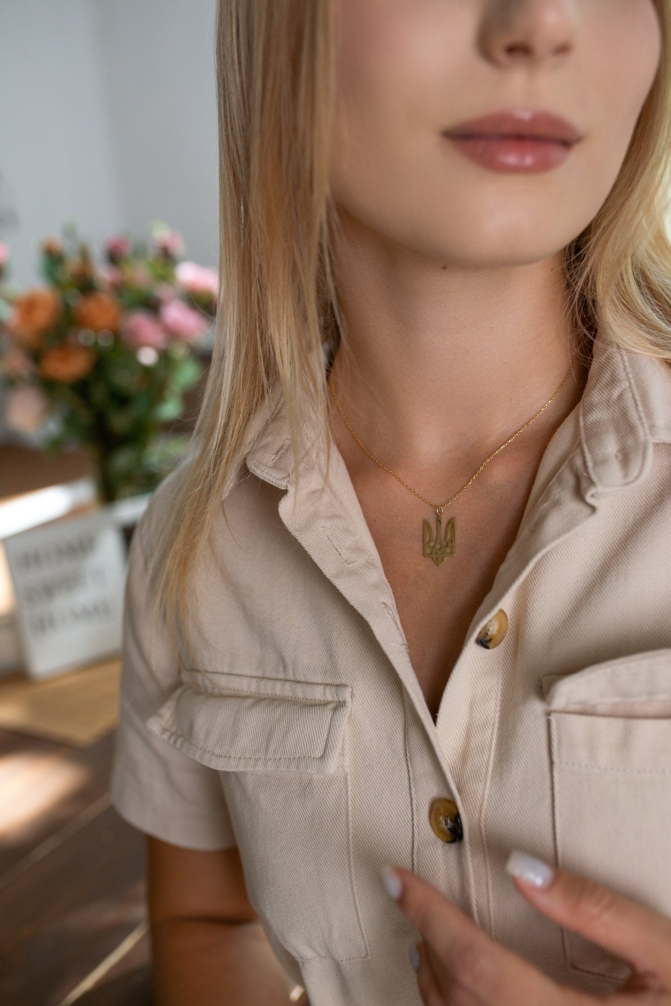 Ukraine Trident Necklace (Large) - 14K Gold - Taras Lesya