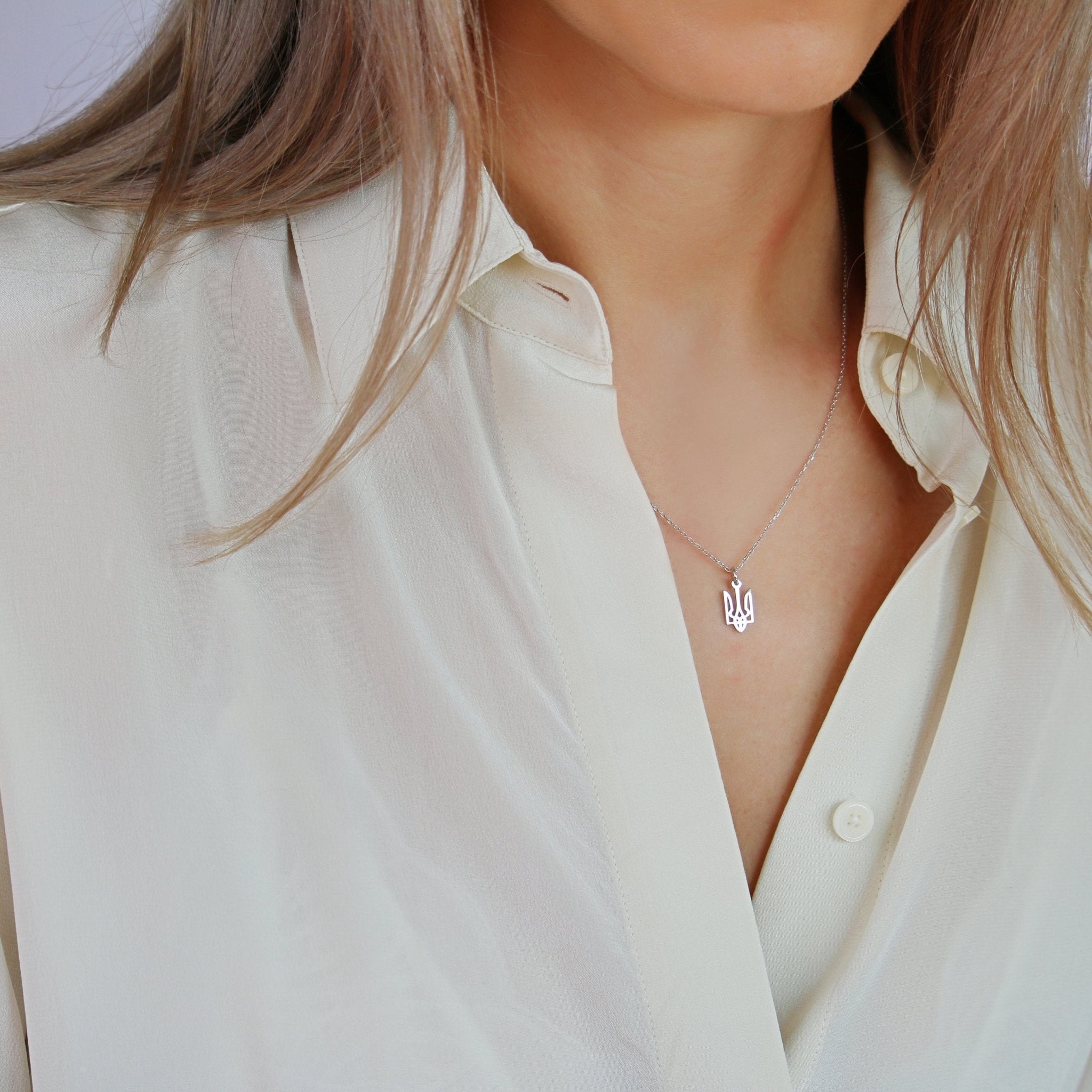 Ukraine Trident Necklace (Small) - 14K Gold - Taras Lesya