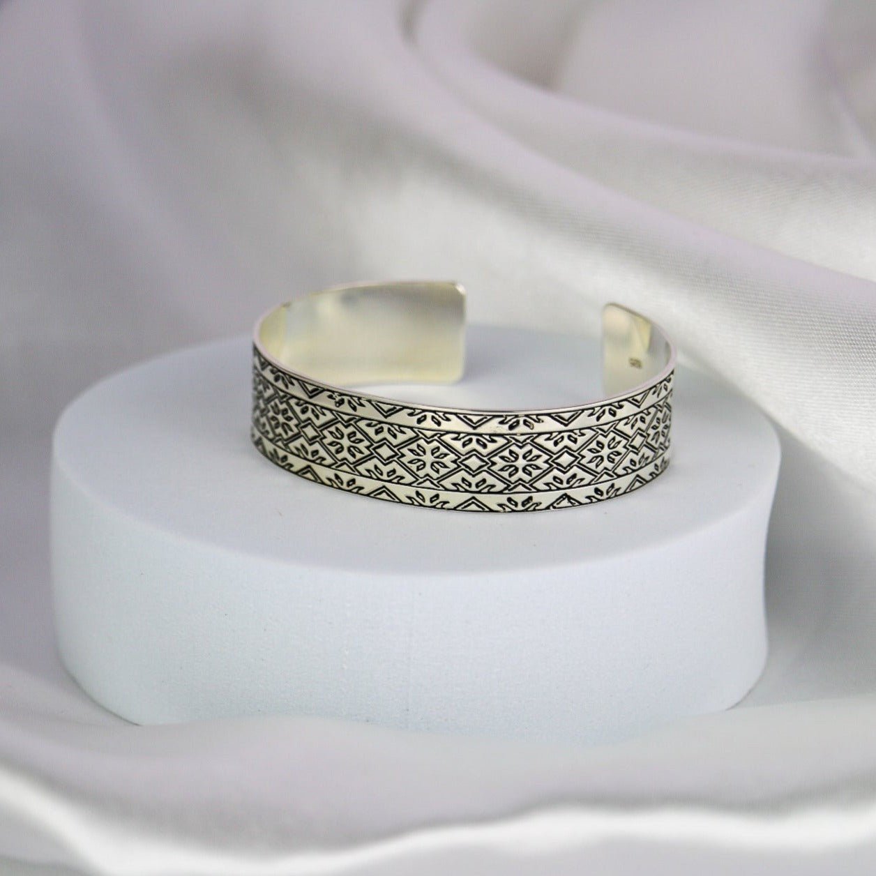 Vyshyvanka Cuff Bracelet - Sterling Silver - Taras Lesya