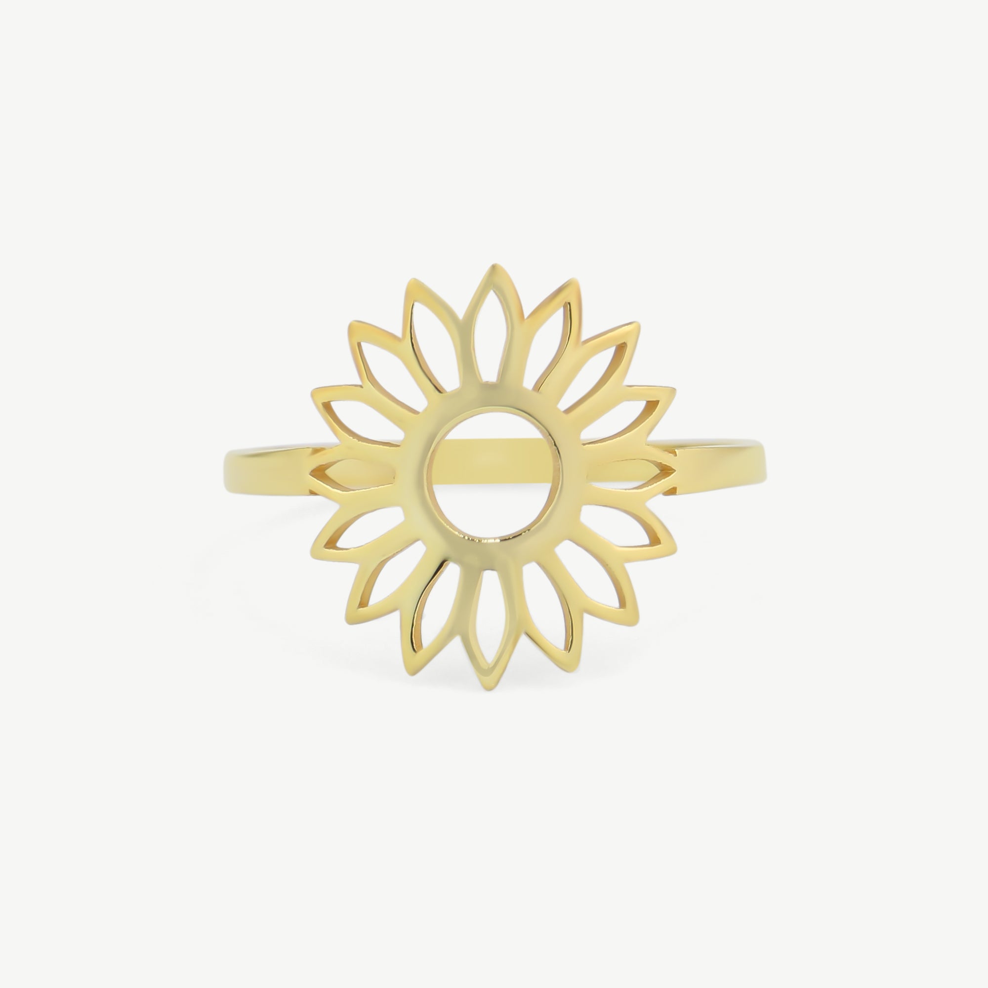 14K Yellow Gold Minimalist Sunflower Ring