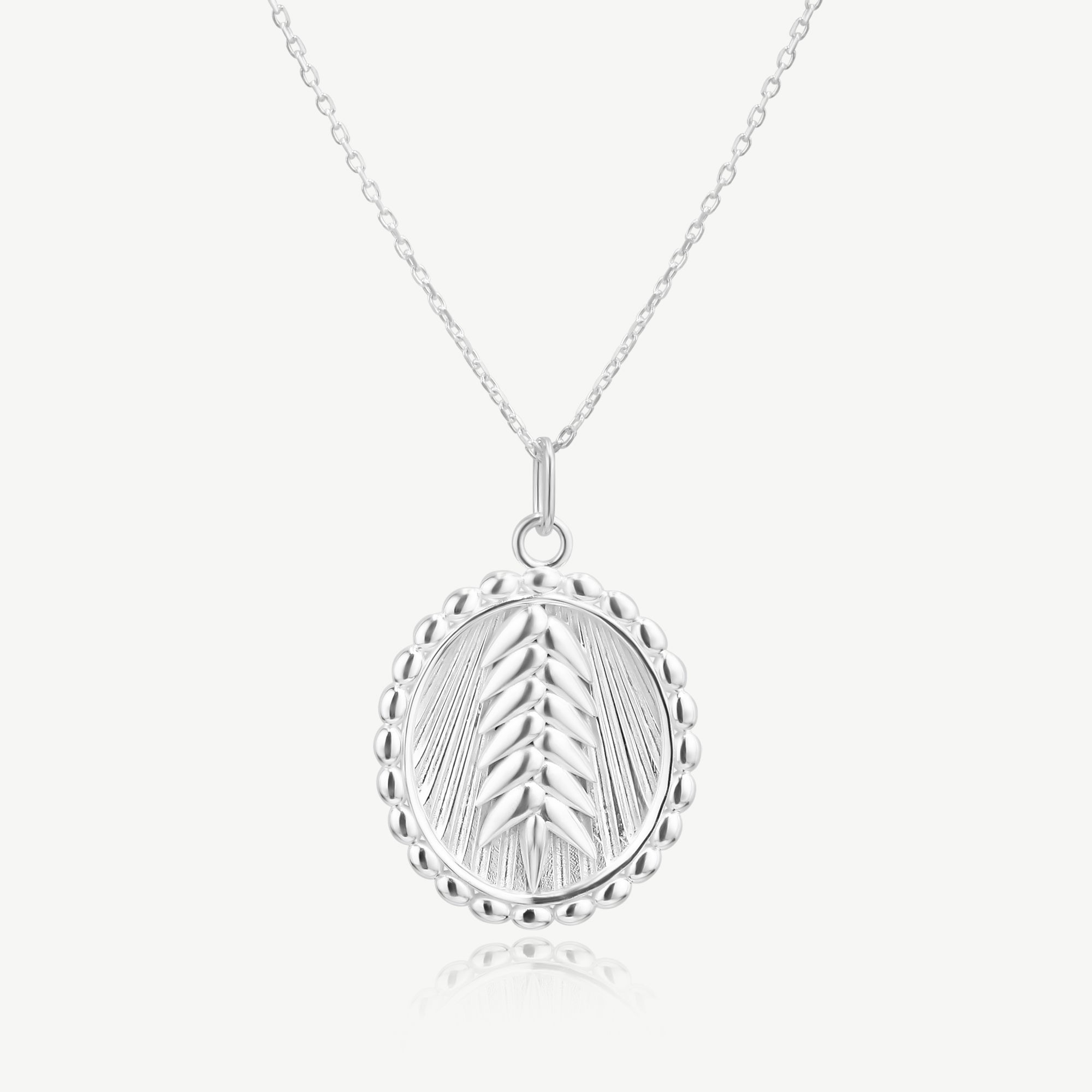Silver Wheat Disc Necklace