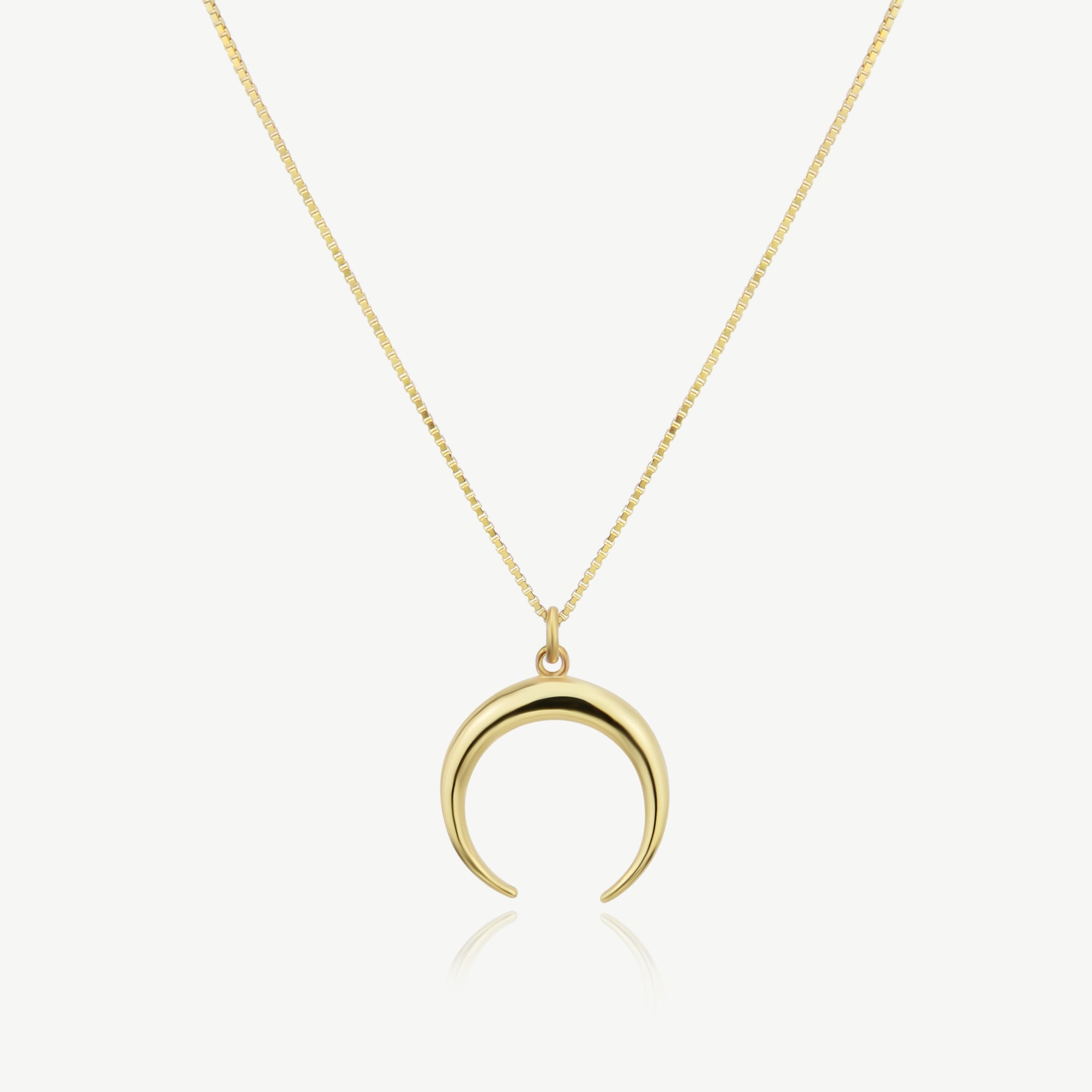 14K Yellow Gold Crescent Horn Necklace