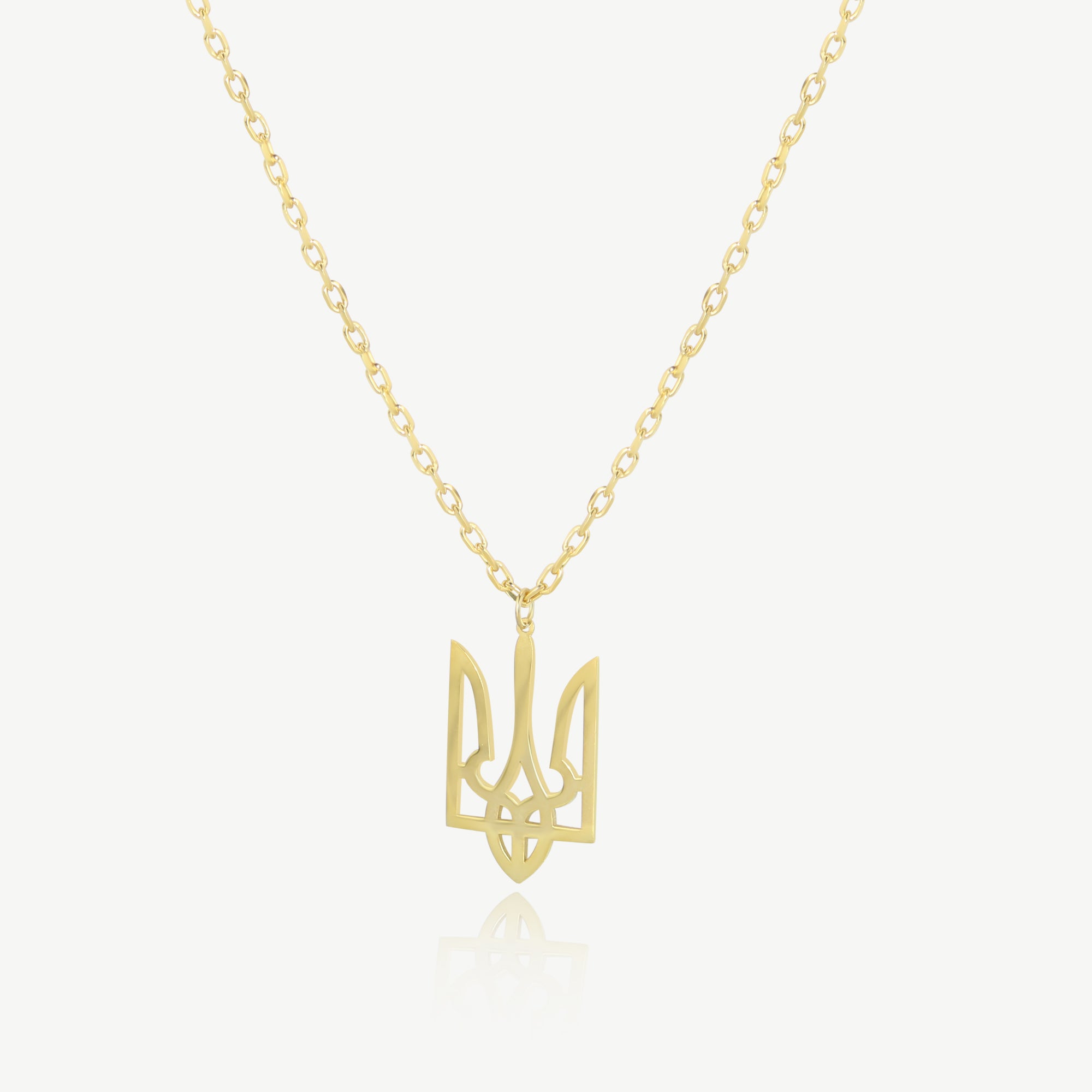 14K Yellow Gold Tiny Ukraine trident necklace