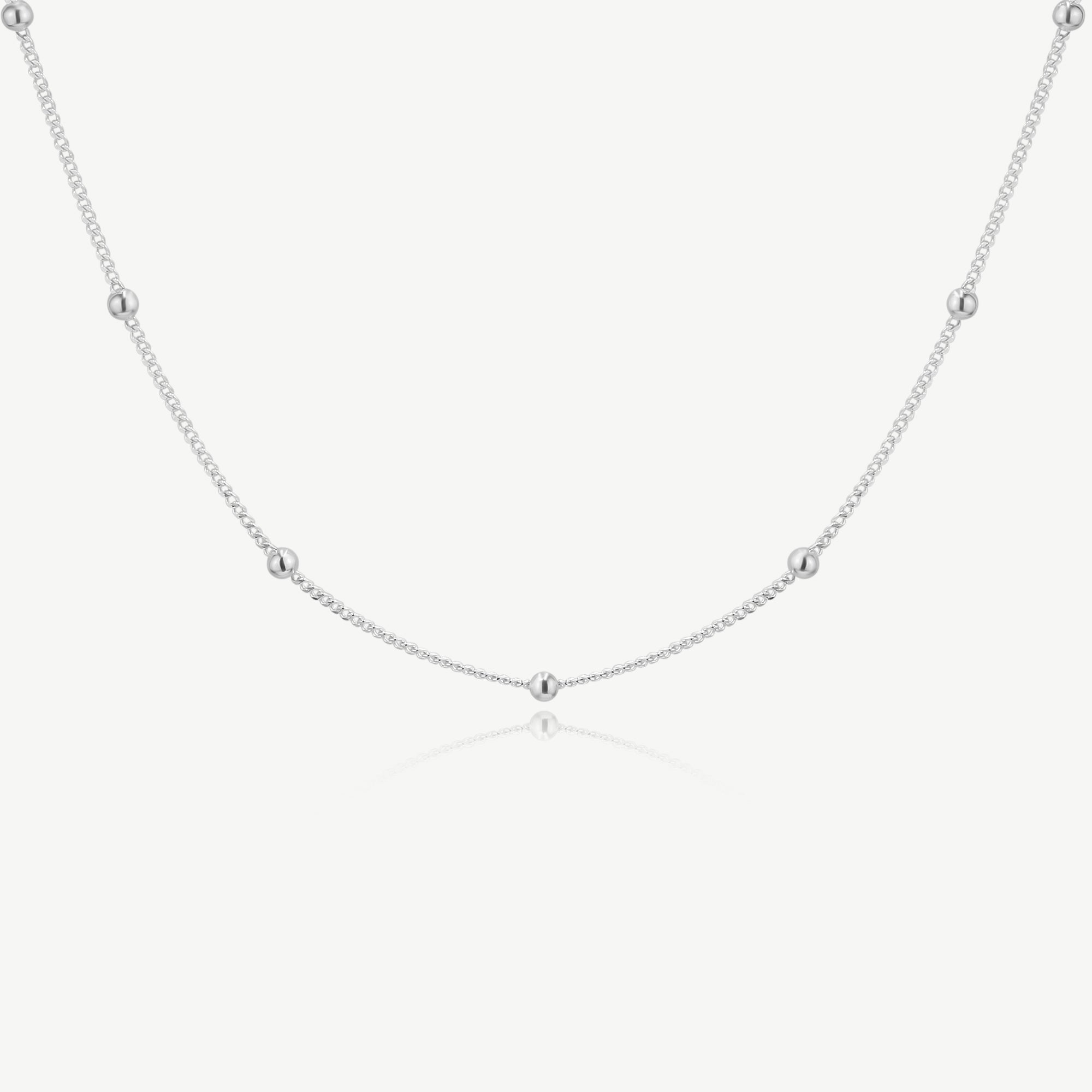 Silver Bead Station Necklace