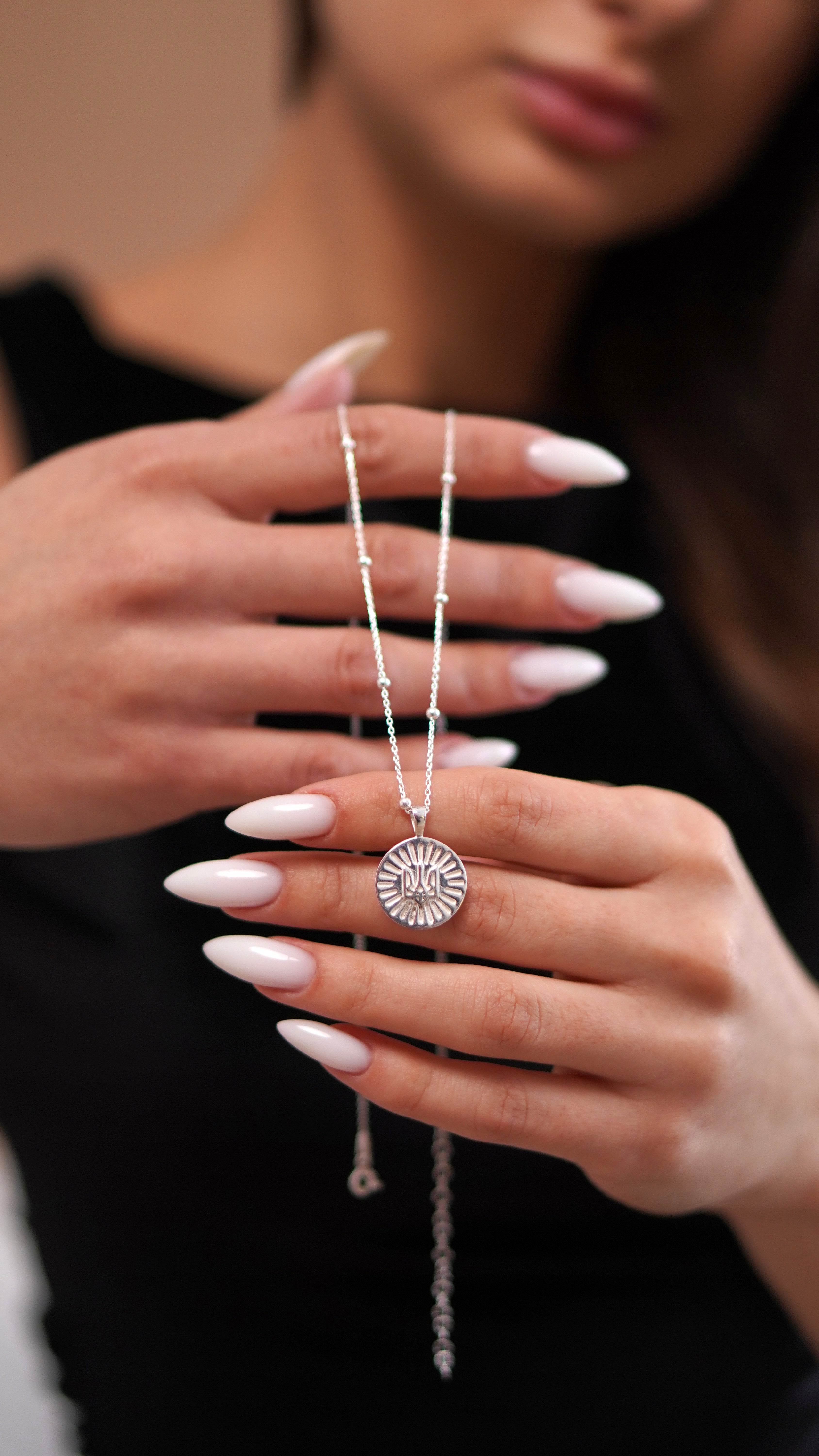 Trident Coin Necklace - Sterling Silver