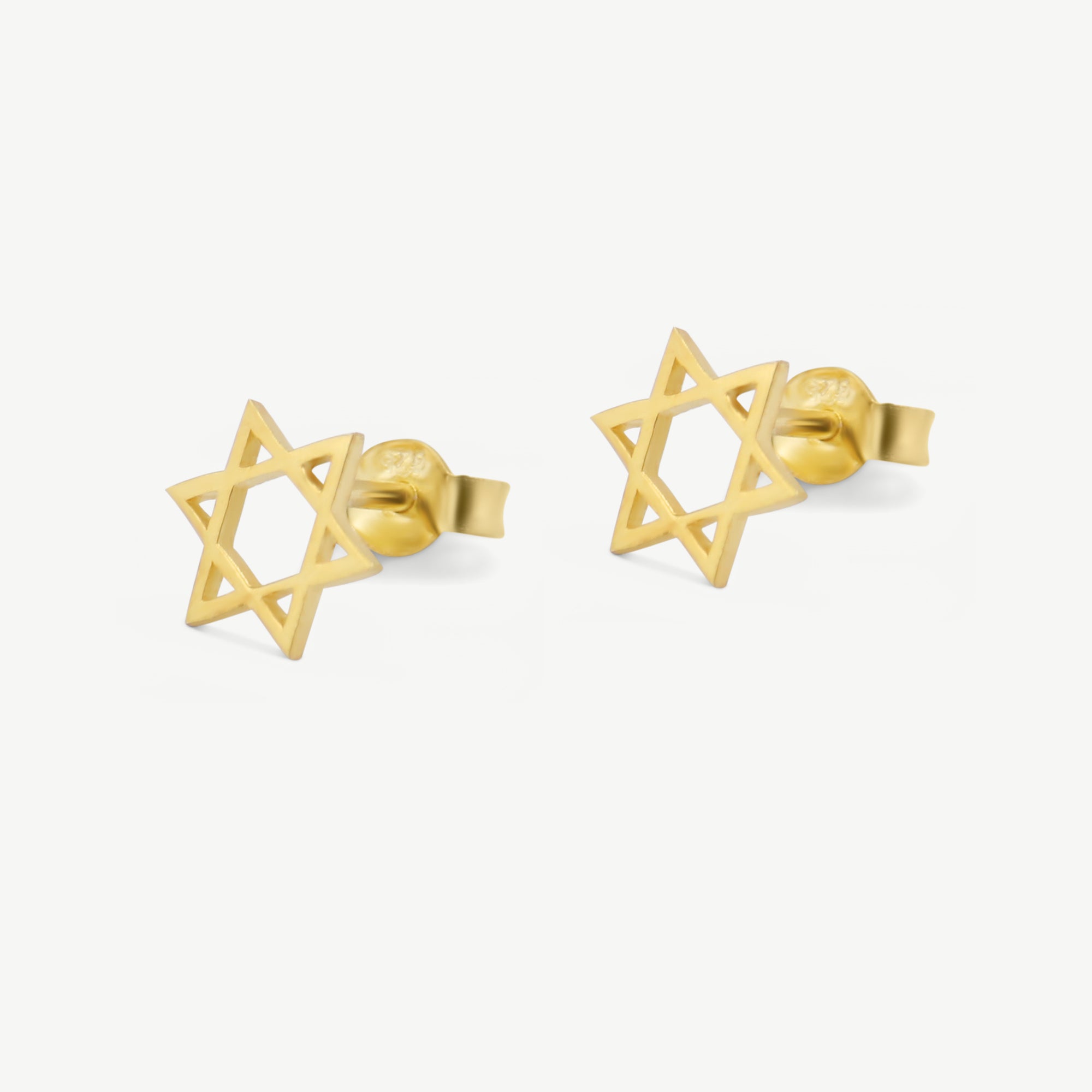 14K Yellow Gold Star of David Stud Earring