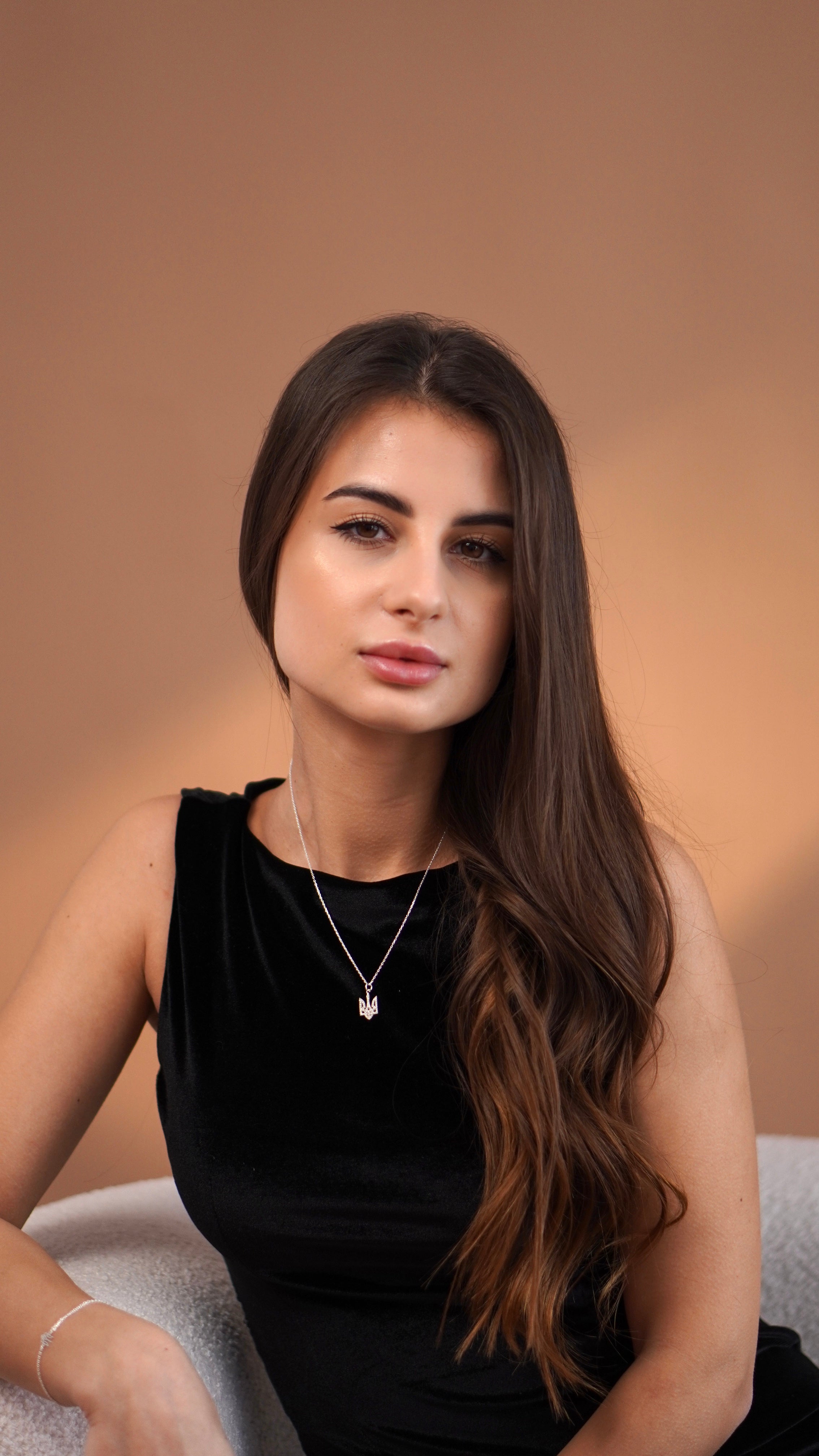 Rhinestone Trident Necklace - Sterling Silver