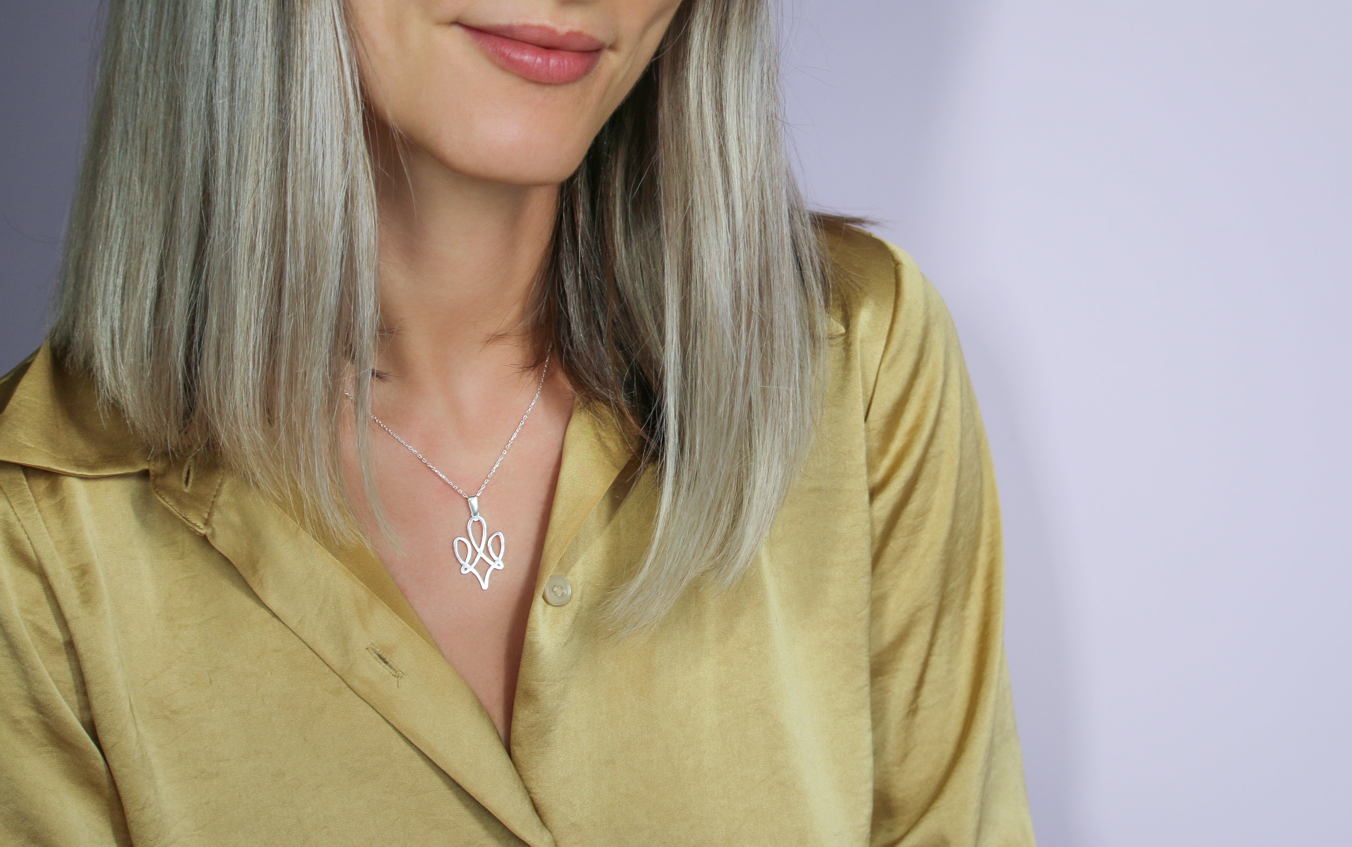Silver Modern Ukraine Trident Necklace
