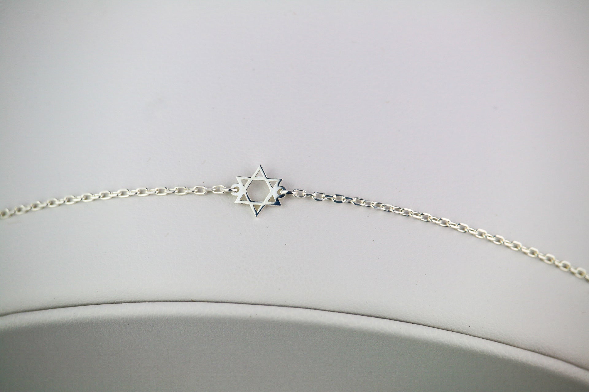 Silver Tiny Star of David Single Strand Bracelet