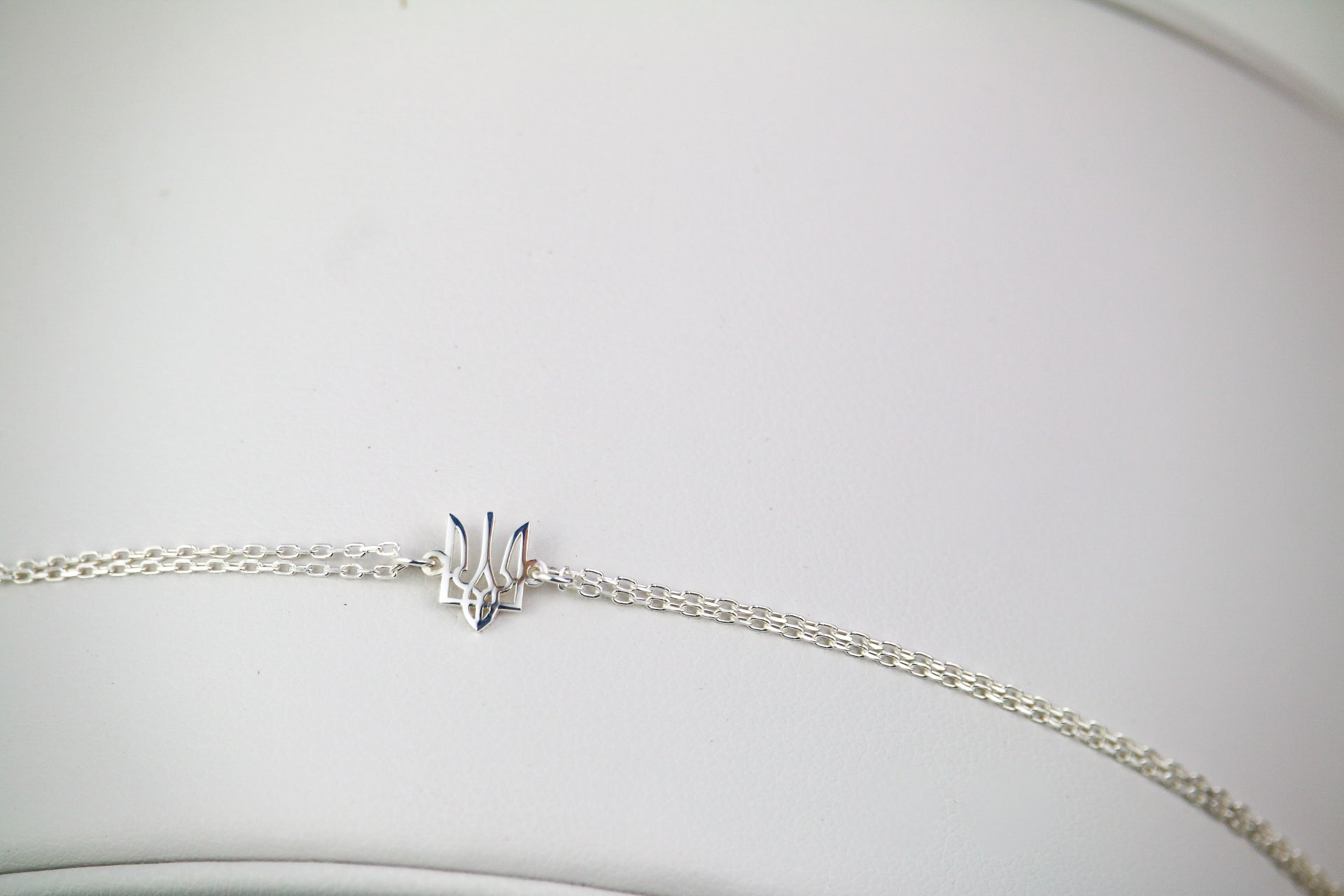 Silver Tiny Ukraine Trident Double Strand Bracelet