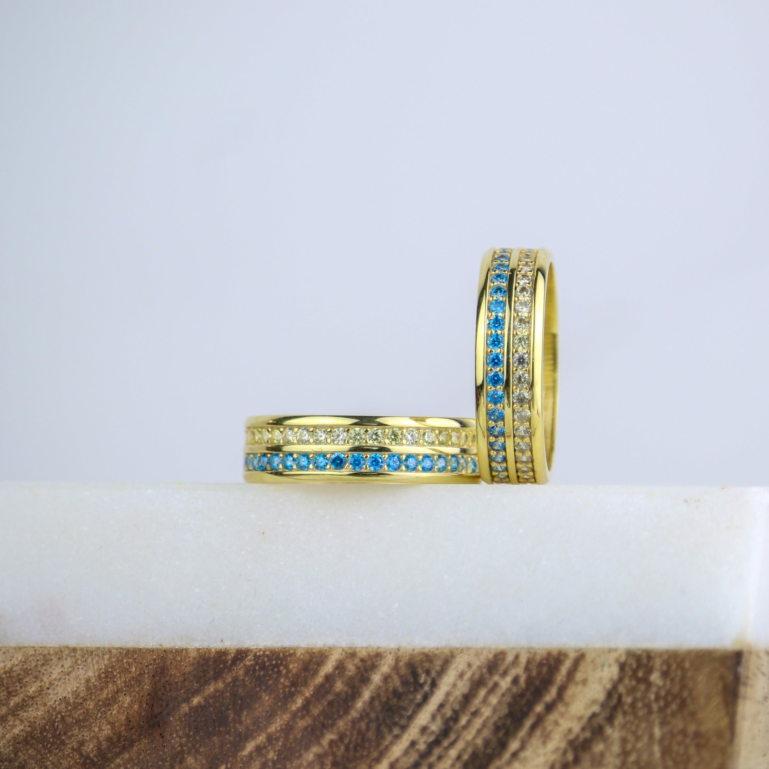 Blue and Yellow Eternity Band Ring