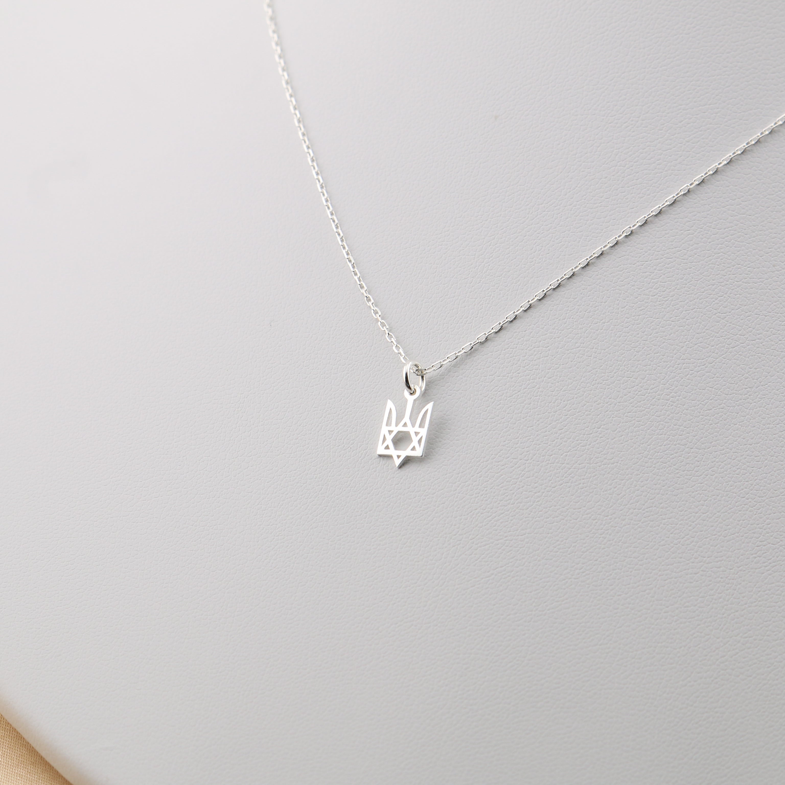 Ukraine and star of david necklace in sterling silver