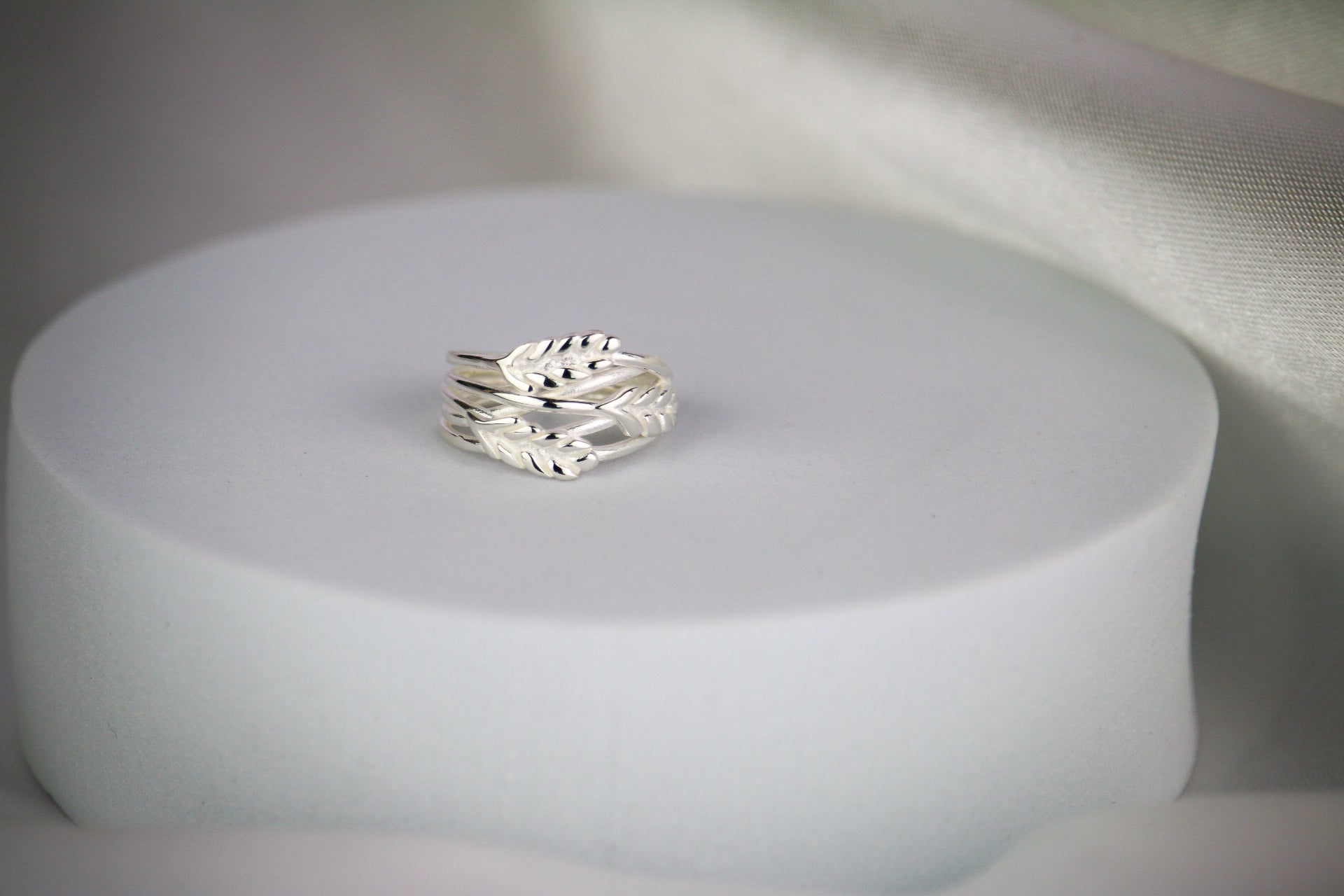 Silver Wheat Stalk Cocktail Ring