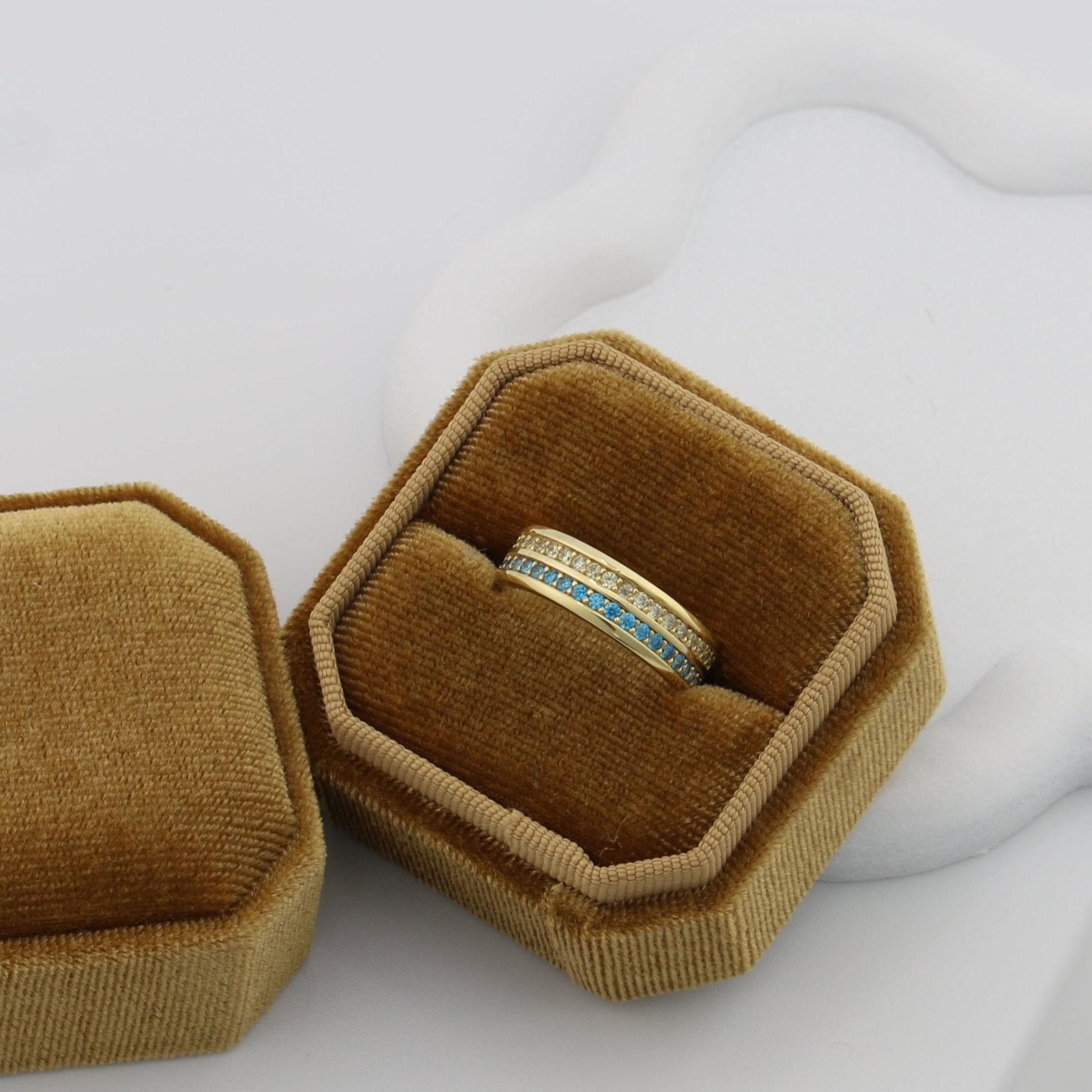 Blue and Yellow Eternity Band Ring - 14K Gold - Taras Lesya