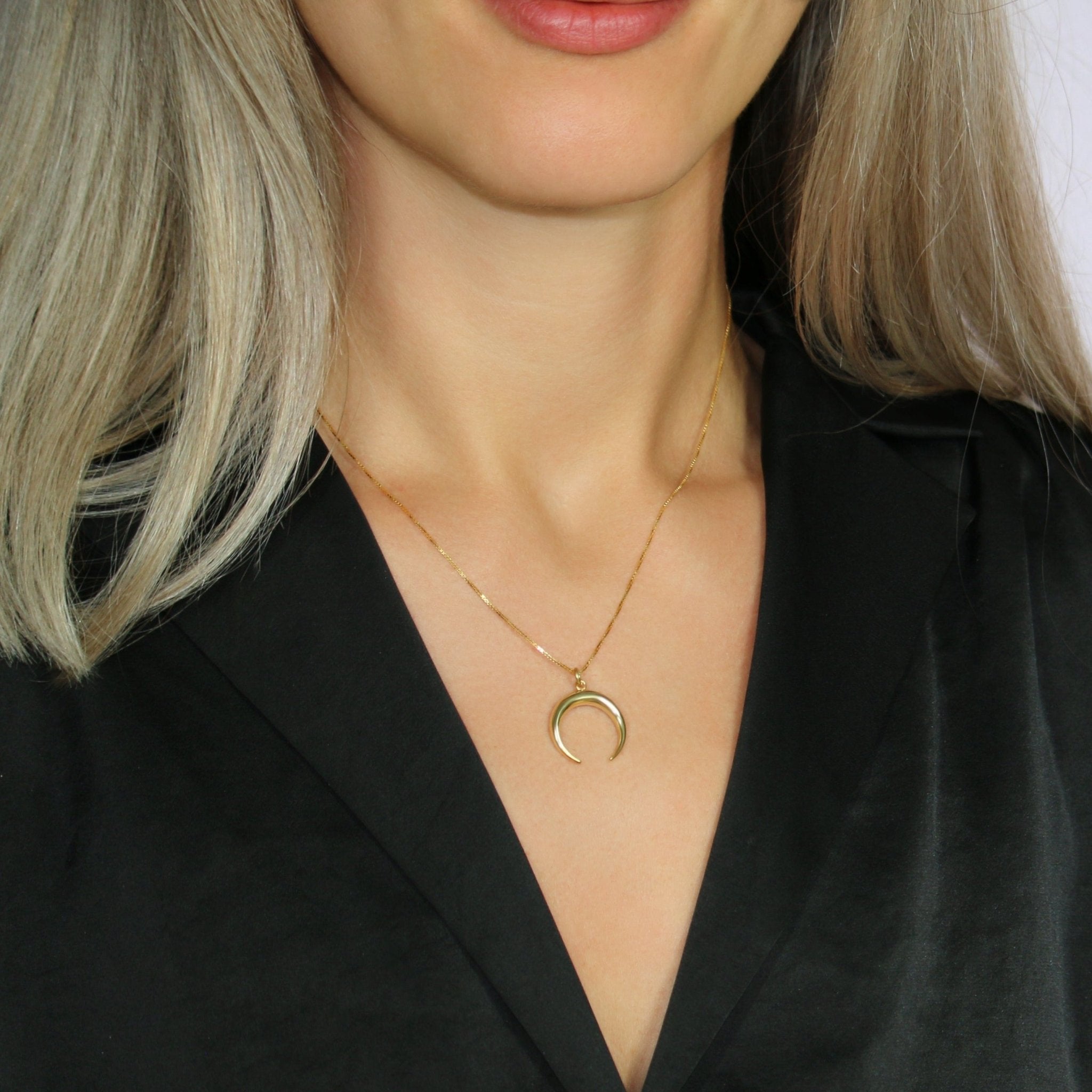 Crescent Moon Necklace - Sterling Silver - Taras Lesya