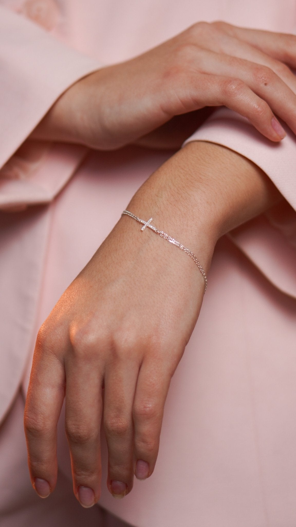 Cross Double Strand Bracelet - Sterling Silver - Taras Lesya