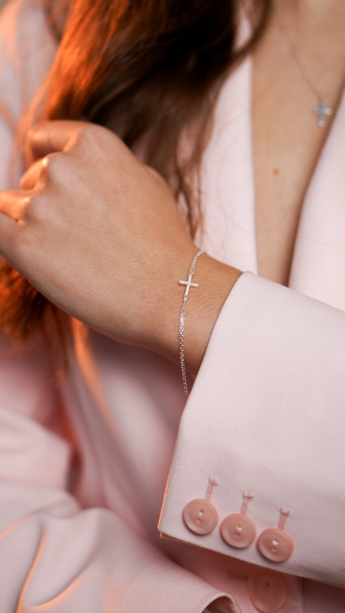 Cross Double Strand Bracelet - Sterling Silver - Taras Lesya