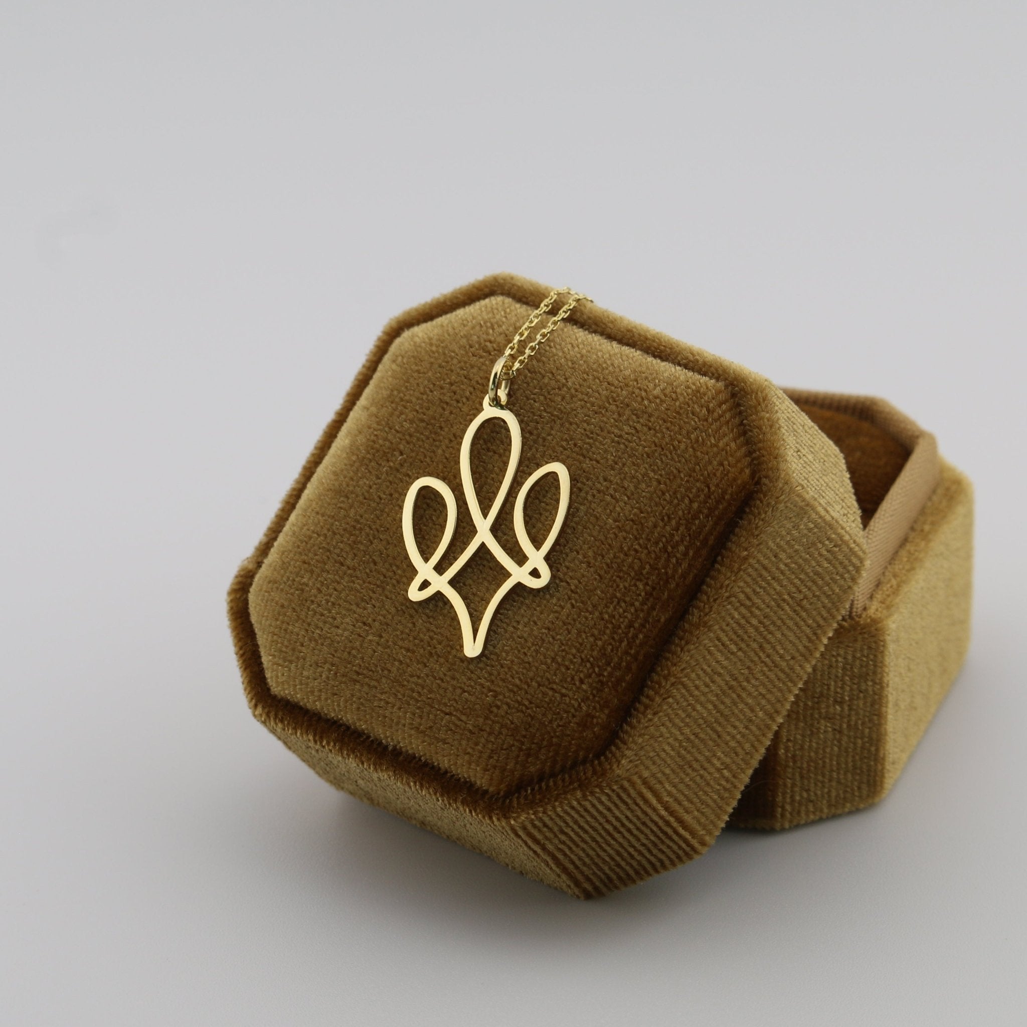 Modern Ukraine Trident Necklace - 14K Gold - Taras Lesya