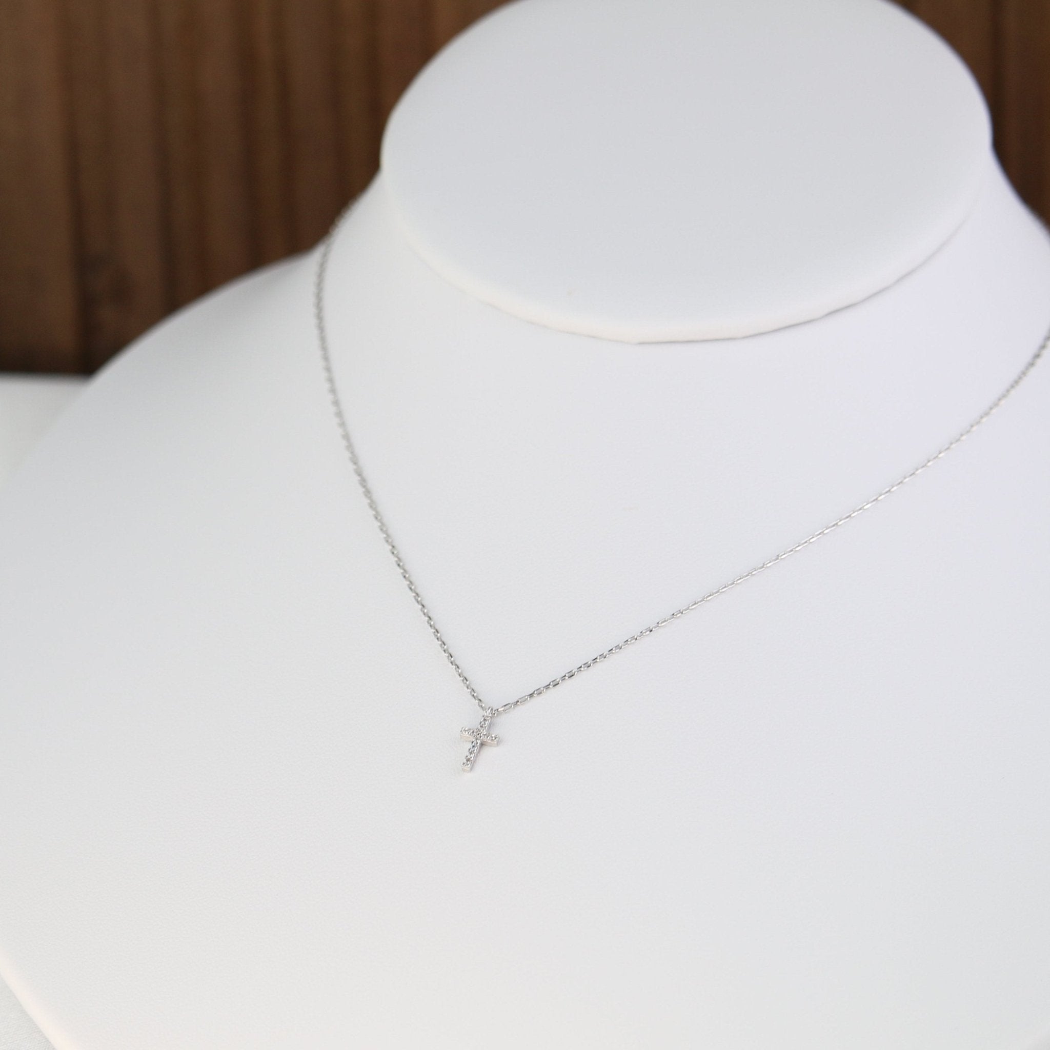 Rhinestone Cross Necklace - Sterling Silver - Taras Lesya