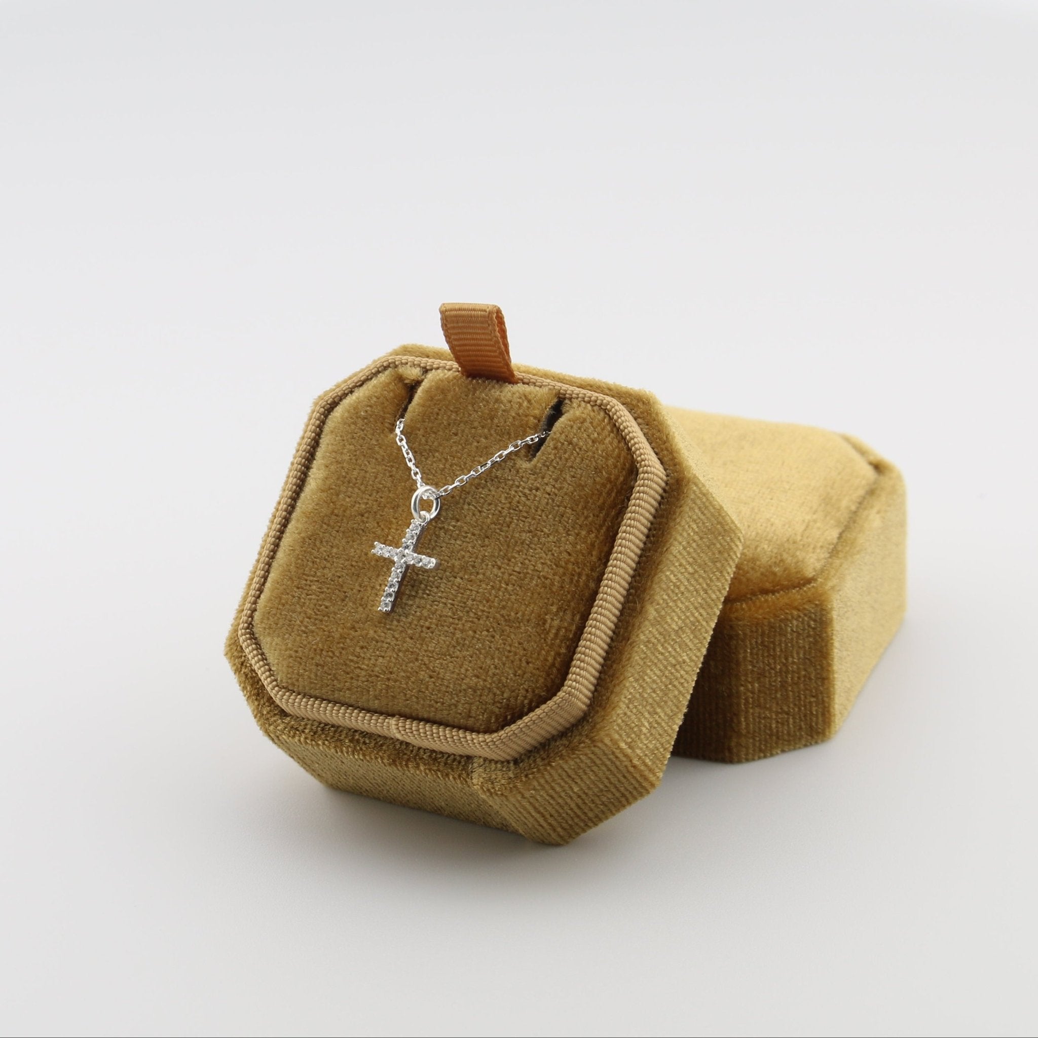 Rhinestone Cross Necklace - Sterling Silver - Taras Lesya