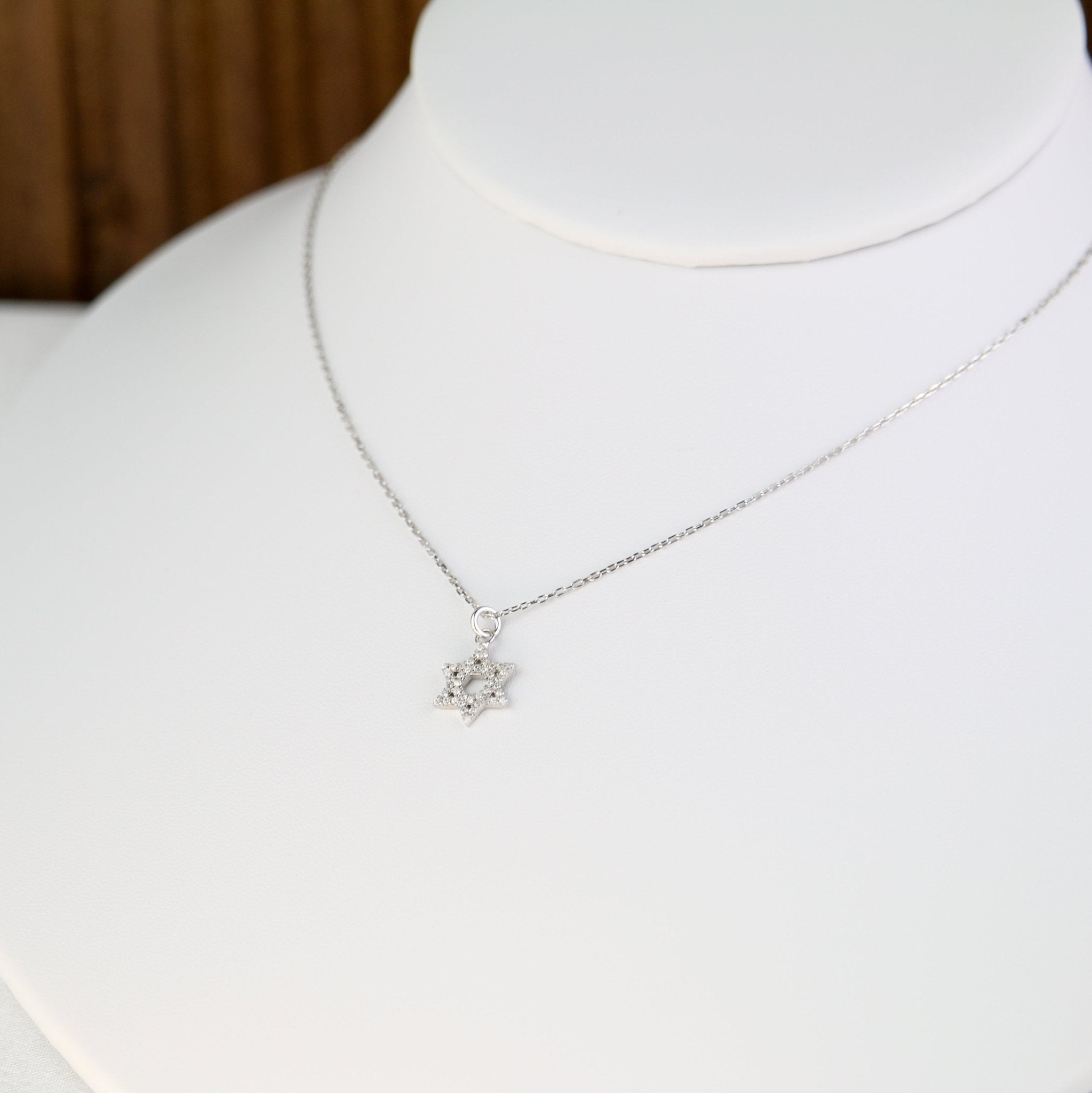 Rhinestone Star of David Necklace - Sterling Silver - Taras Lesya