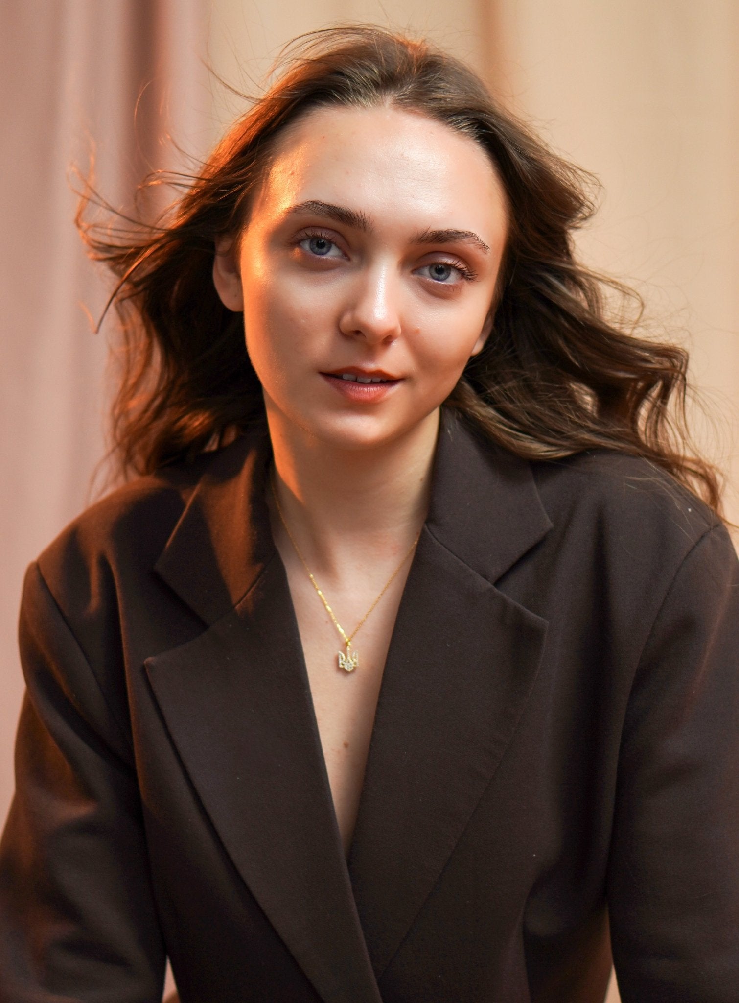 Rhinestone Trident Necklace - Sterling Silver - Taras Lesya