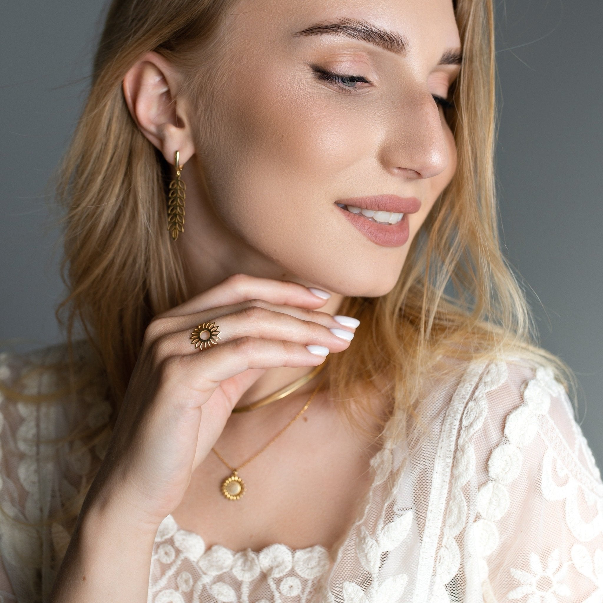 Sunflower Necklace - 14K Gold - Taras Lesya