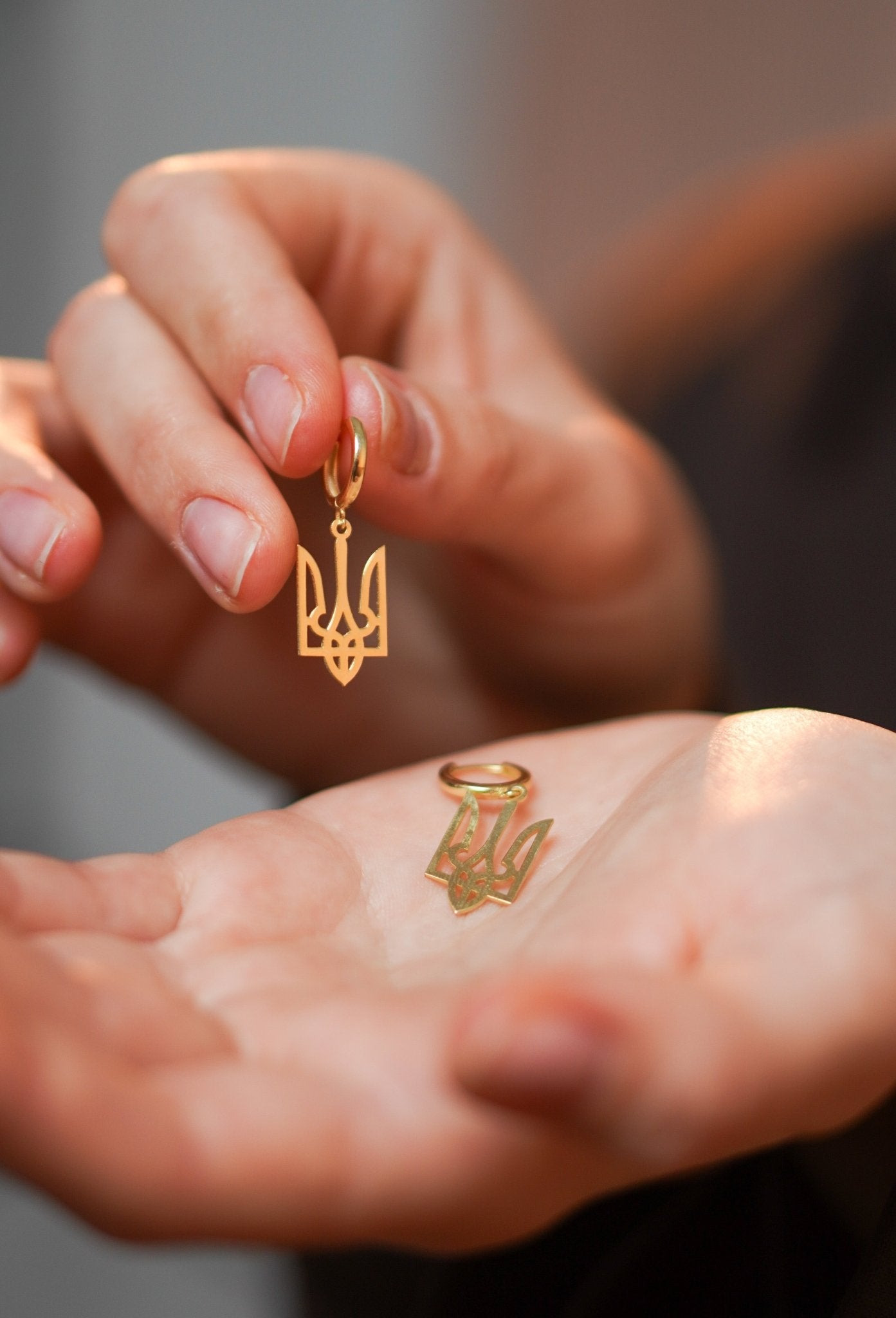 Trident Drop Earring - 14K Gold - Taras Lesya