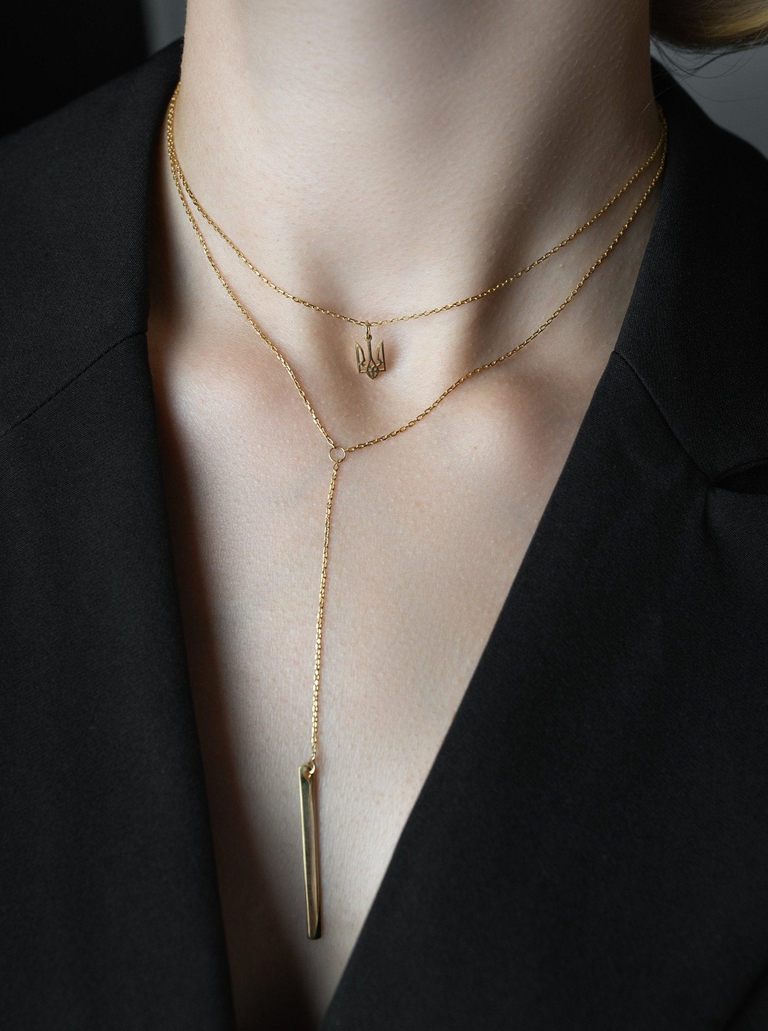 Trident Stack Double Strand Necklace - Sterling Silver - Taras Lesya