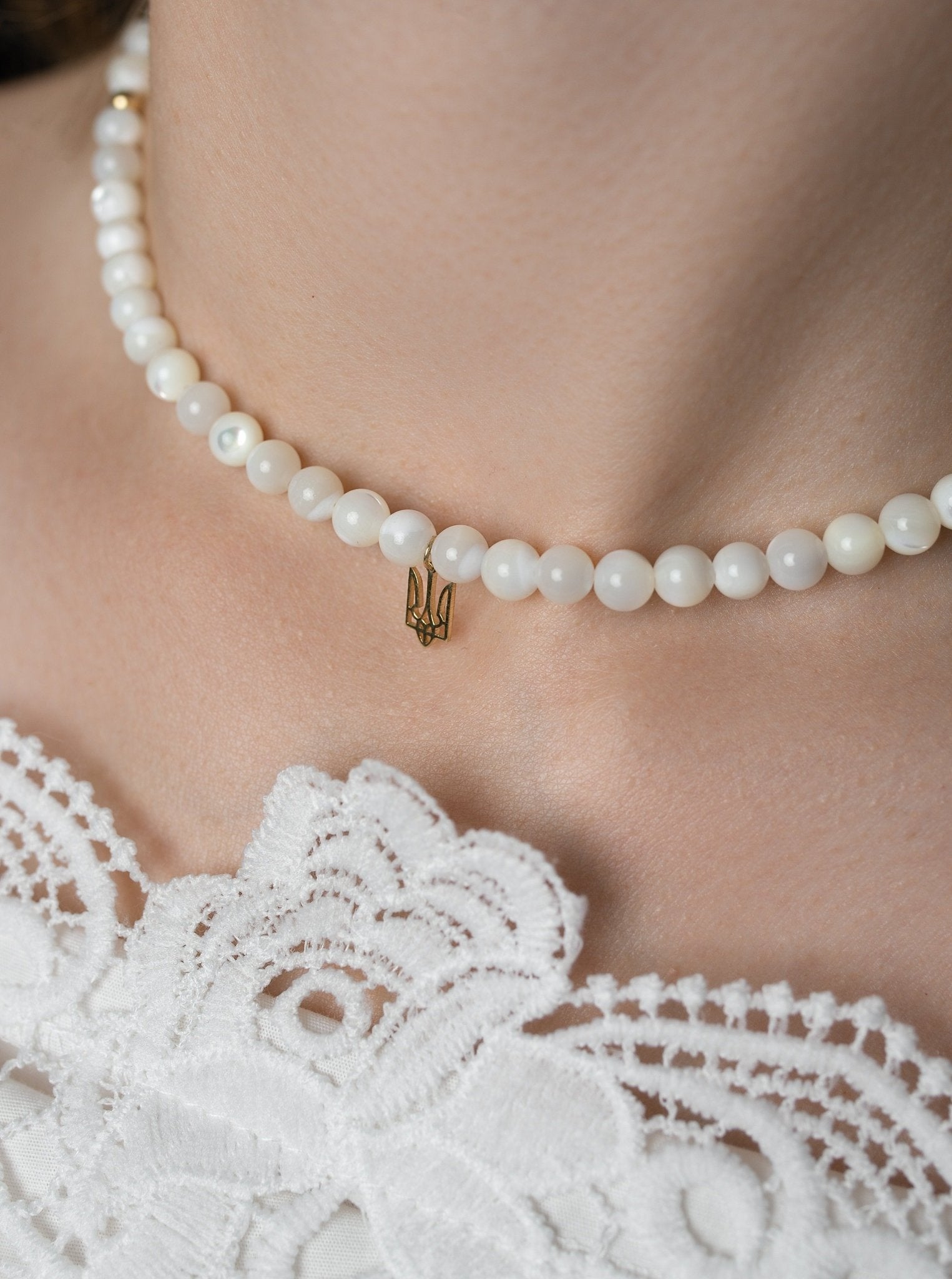 Trident with Pearls Necklace - Sterling Silver - Taras Lesya