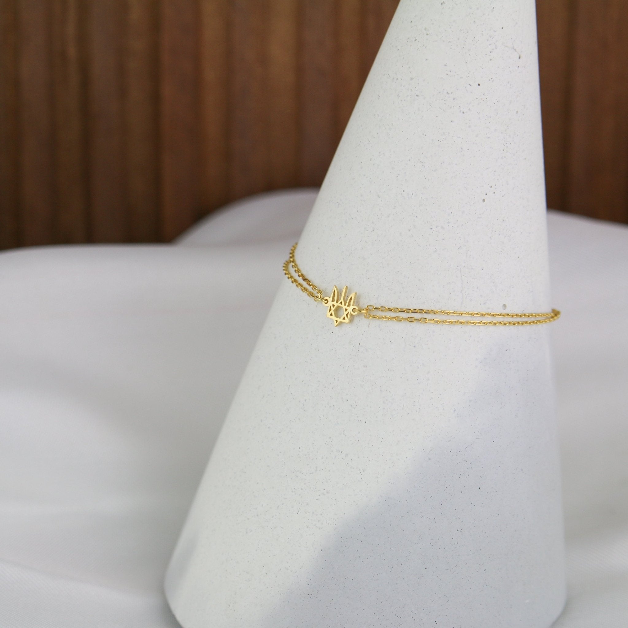 Trident x Star of David Double Strand Bracelet - 14K Gold - Taras Lesya