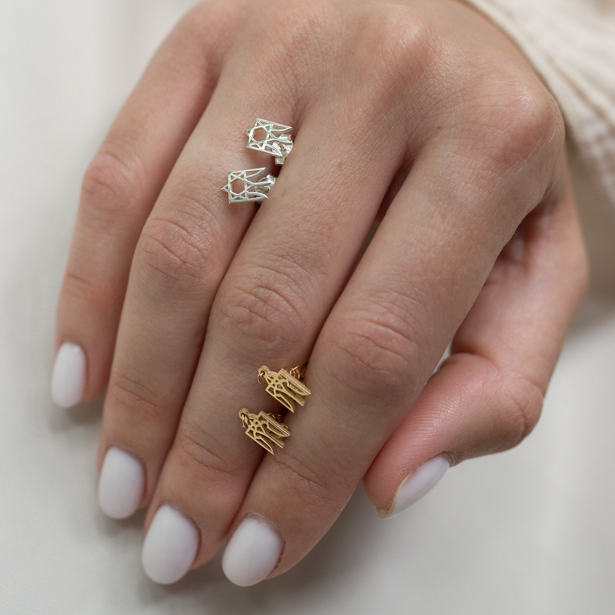 Trident x Star of David Stud Earring - 14K Gold - Taras Lesya