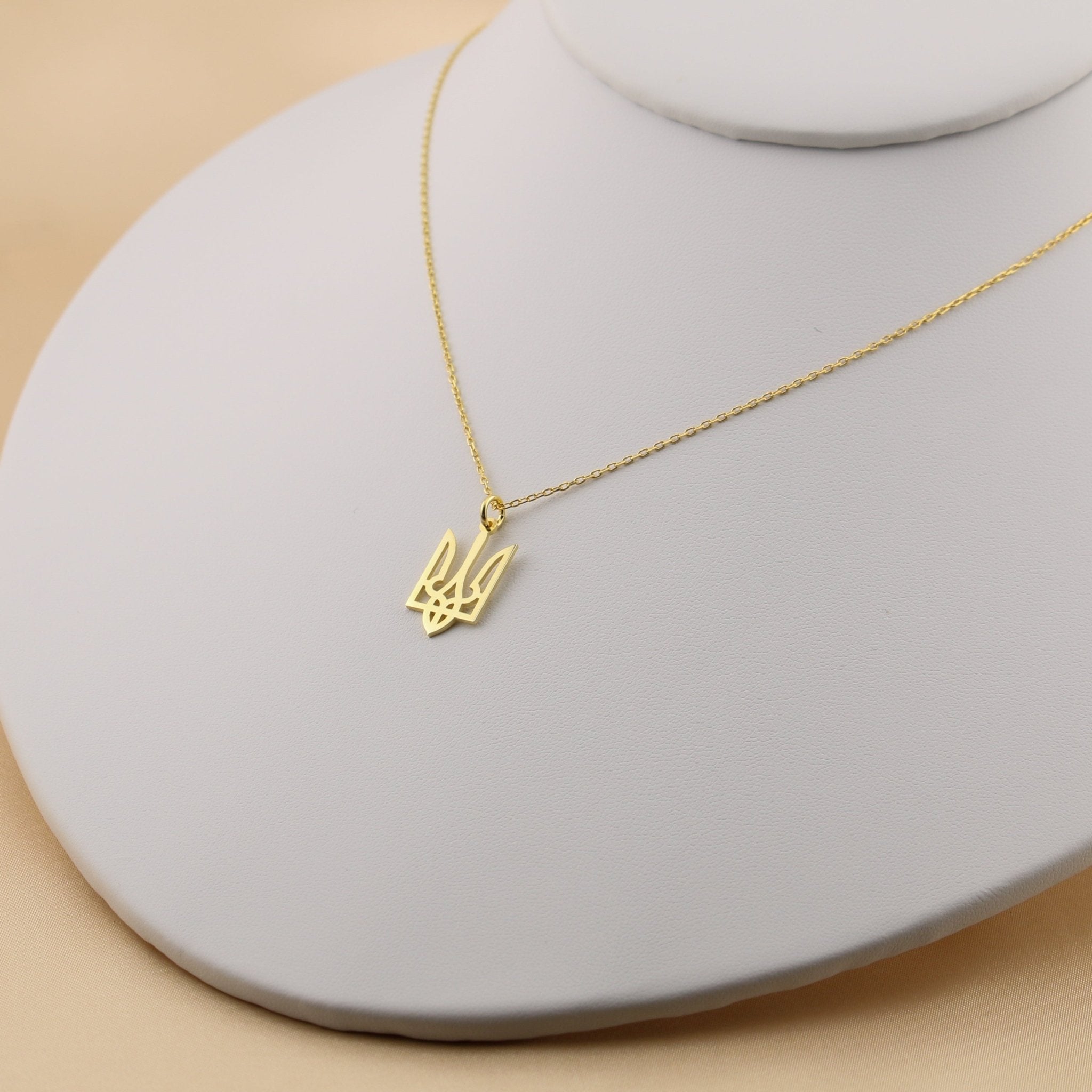 Ukraine Trident Necklace (Medium) - 14K Gold - Taras Lesya