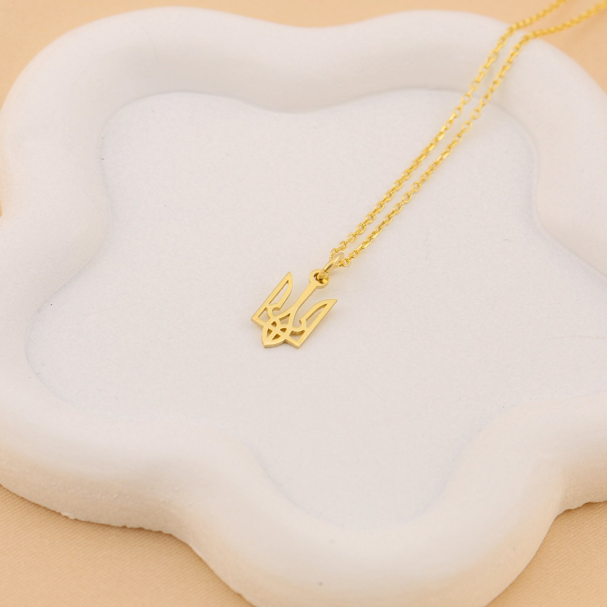 Ukraine Trident Necklace (Small) - 14K Gold - Taras Lesya